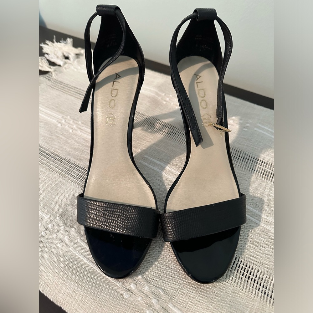 Aldo, black leather heels